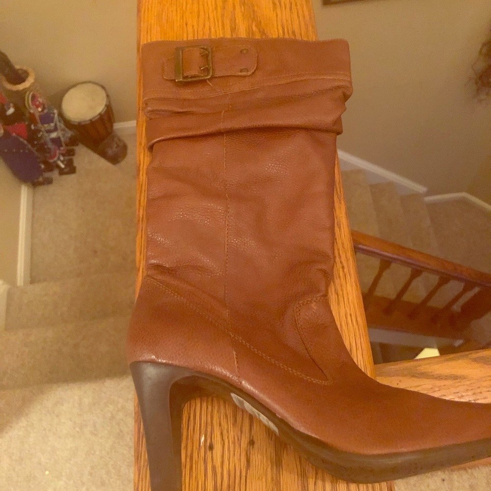 NWT British Tan Leather Slouch mid calf boots